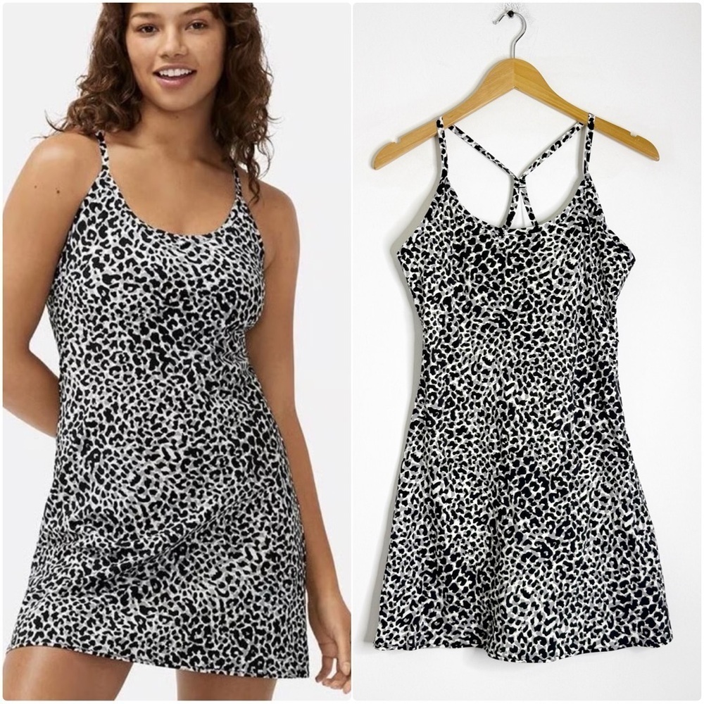Outdoor Voices The Exercise Dress – Black/White Animal Print Size Medium